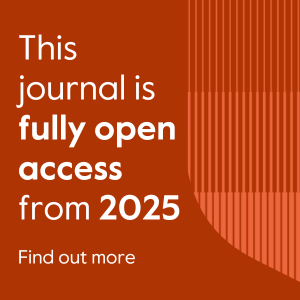 Orange background with text "this journal is fully open access from 2025"