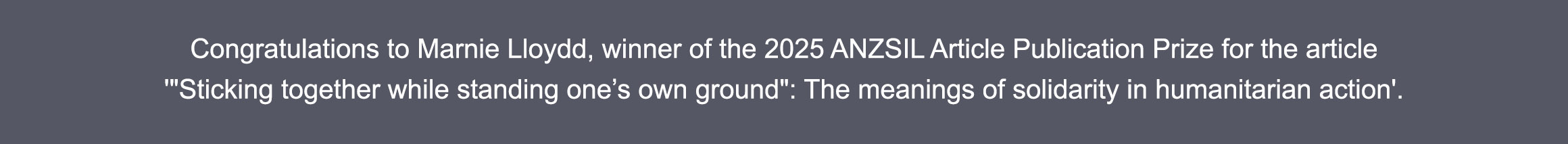 Award banner for winner of the ANZSIL article prize 2025